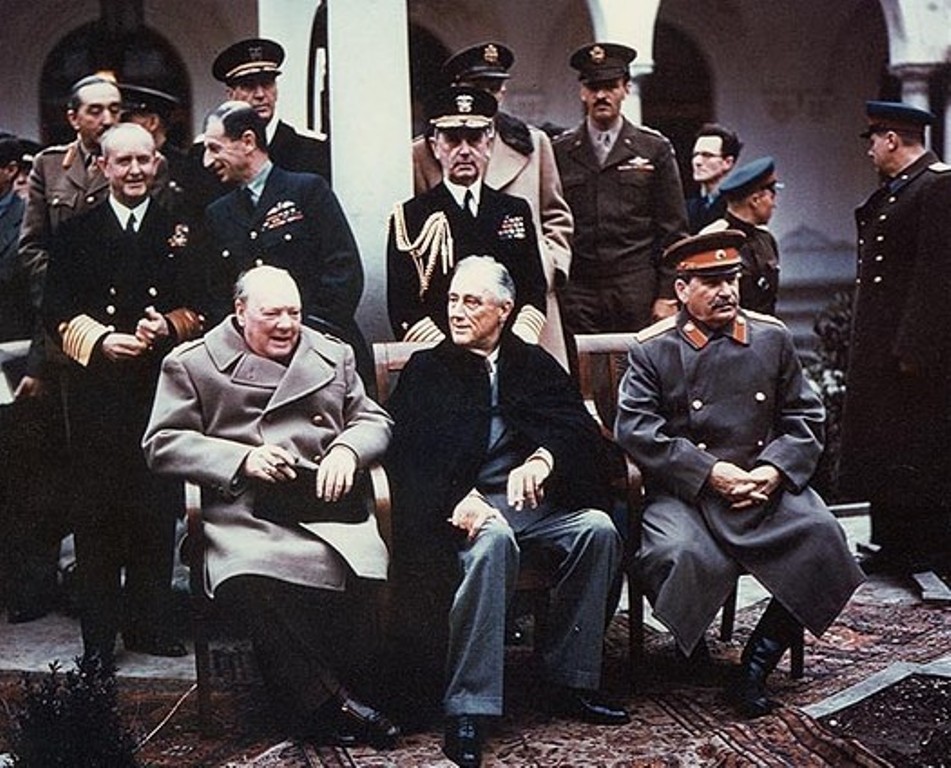 Черчилль, Рузвельт, Сталин в Ялте. Февраль 1945 г.