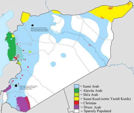 Карта конфессий в Сирии