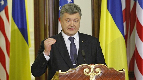 Dec. 7, 2015 - Kiev, Ukraine - Ukrainian President PETRO POROSHENKO speak during a press-conference with US Vice President JOE BIDEN (not pictured) in Kiev, Ukraine, 07 December 2015.JOE BIDEN arrived to Ukraine with a two-day official visit for meetings with President PETRO POROSHENKO, Prime Minister ARSENIY YATSENYUK and representatives from Ukrainian civil society. (Credit Image: © Serg Glovny via ZUMA Wire)