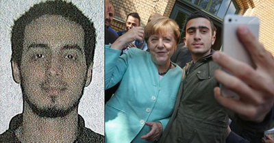 Фото Меркель с беженцем, похожим на организатора терактов в Брюсселе