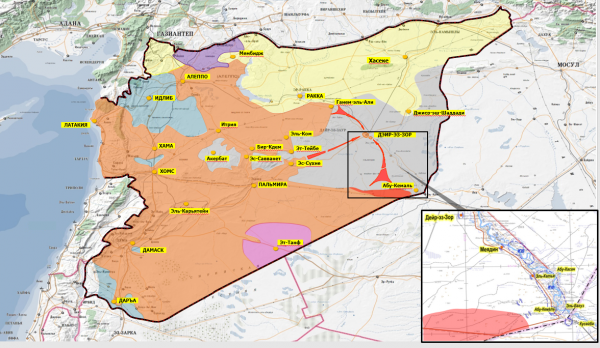 Абу-Кемаль на карте Сирии