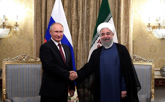 Встреча Владимира Путина с Президентом Исламской Республики Иран Хасаном Рухани. Тегеран. 2017 