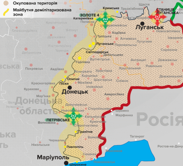 Донбасс: Украинская карта фронта
