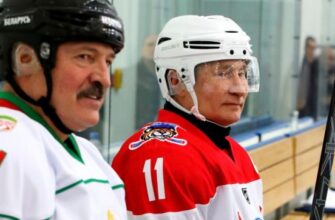 Путин и Лукашенко на совместном хоккейном матче